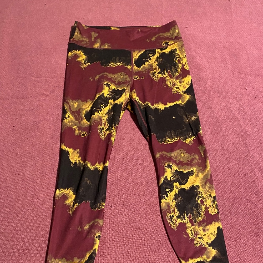 Large JoyLab maroon, black and gold leggings.